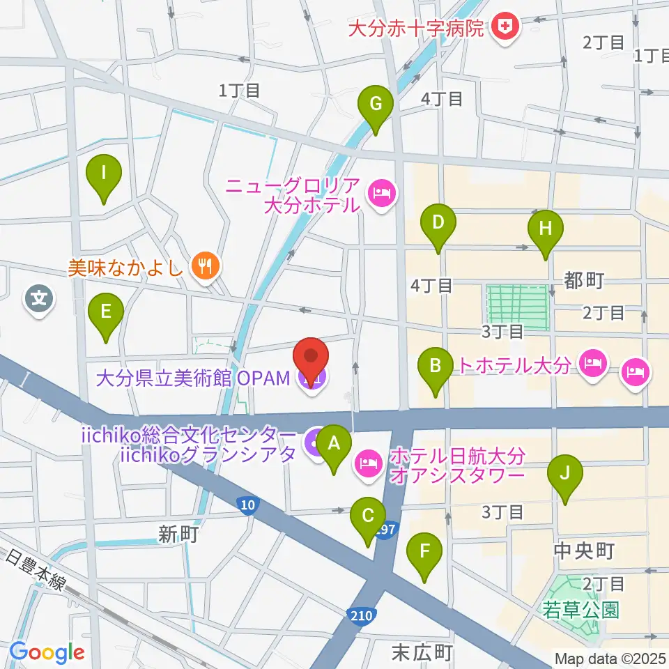 大分県立美術館(OPAM)周辺のコンビニエンスストア一覧地図
