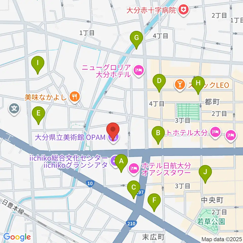 大分県立美術館(OPAM)周辺のコンビニエンスストア一覧地図