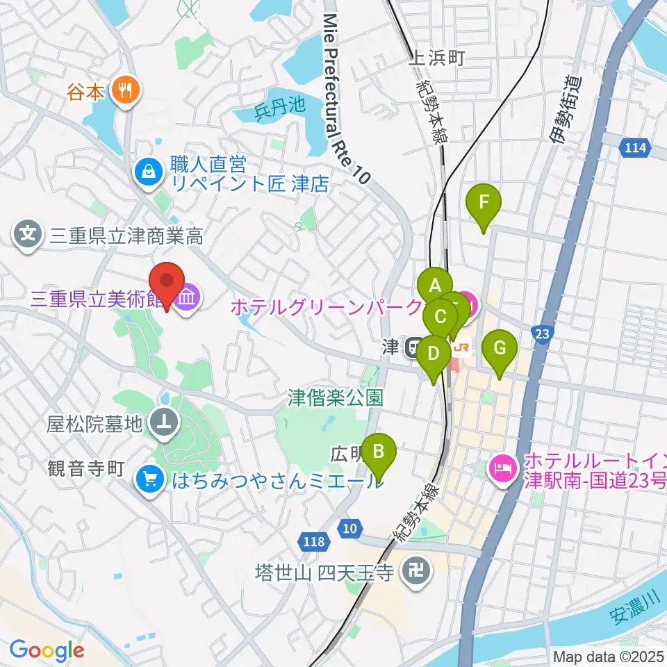 三重県立美術館周辺のコンビニエンスストア一覧地図