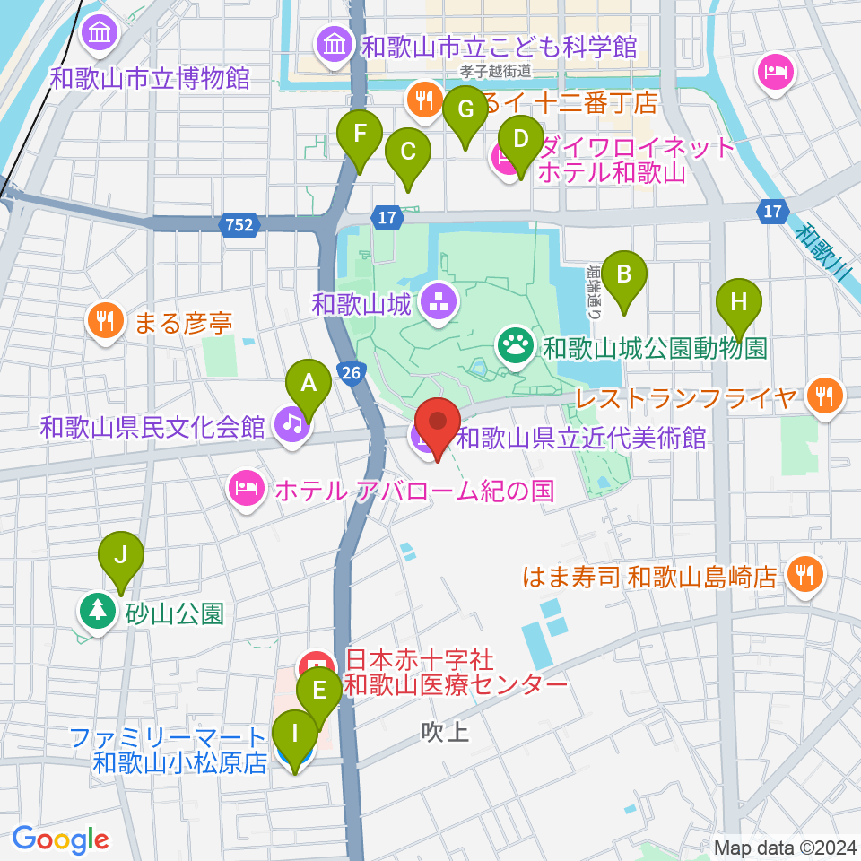 和歌山県立近代美術館周辺のコンビニエンスストア一覧地図