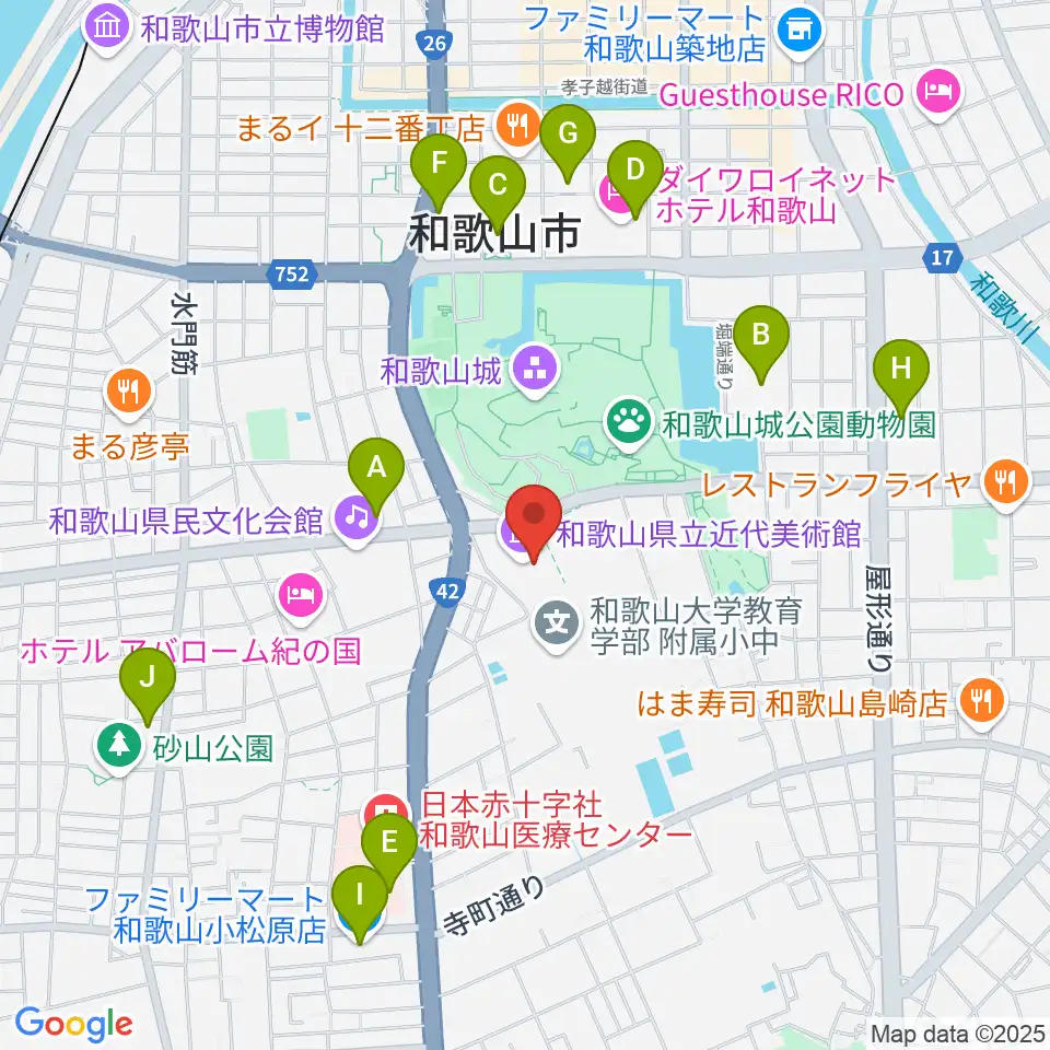 和歌山県立近代美術館周辺のコンビニエンスストア一覧地図
