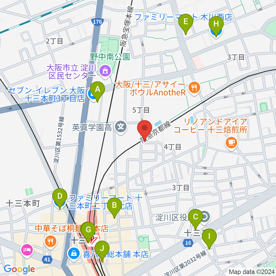 Lan Music Studio周辺のコンビニエンスストア一覧地図