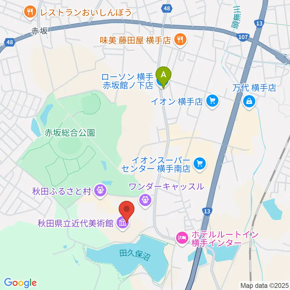 秋田県立近代美術館周辺のコンビニエンスストア一覧地図