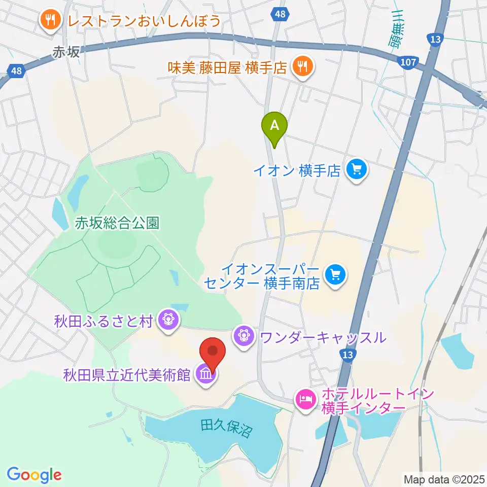 秋田県立近代美術館周辺のコンビニエンスストア一覧地図