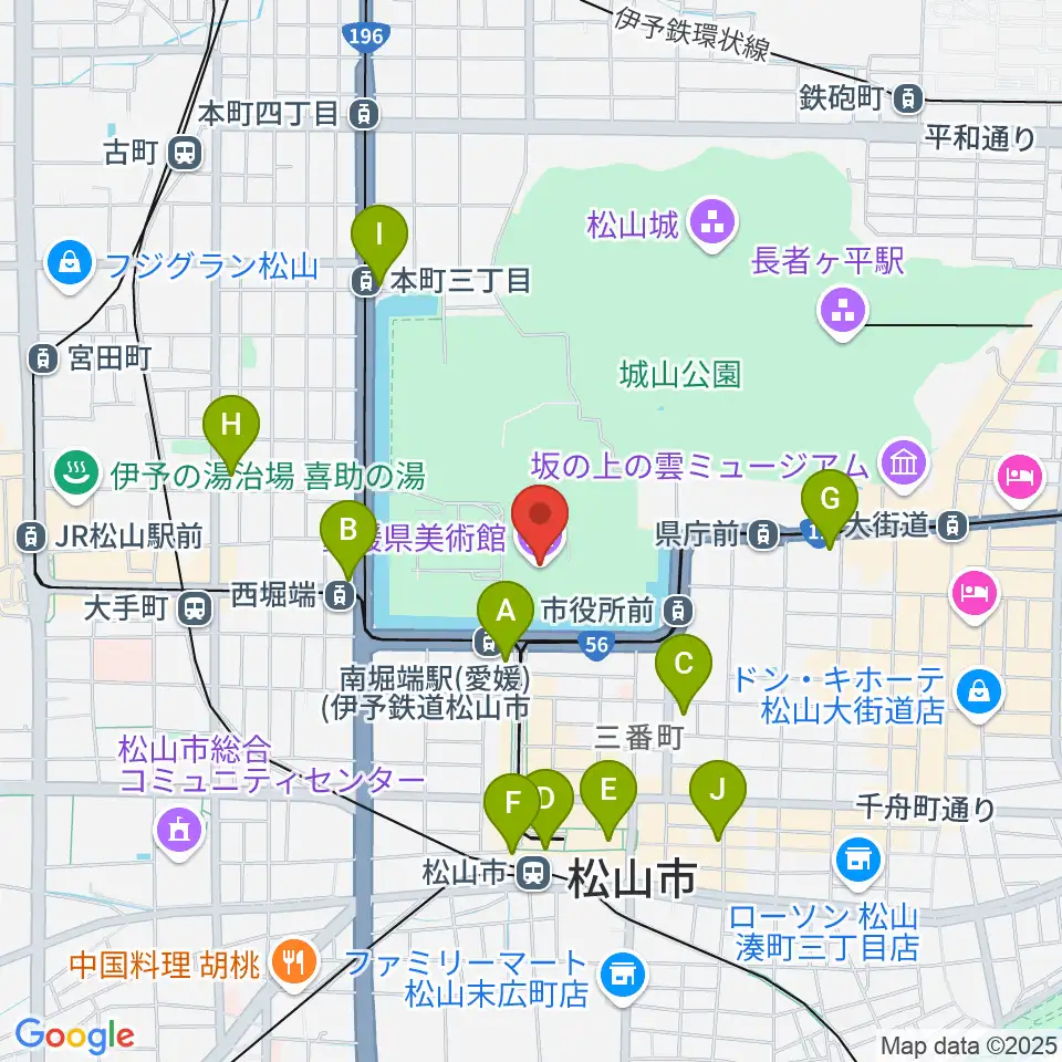 愛媛県美術館周辺のコンビニエンスストア一覧地図