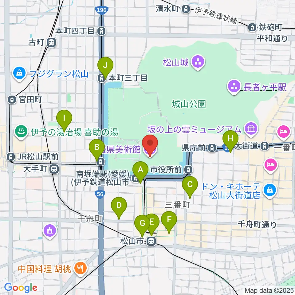 愛媛県美術館周辺のコンビニエンスストア一覧地図