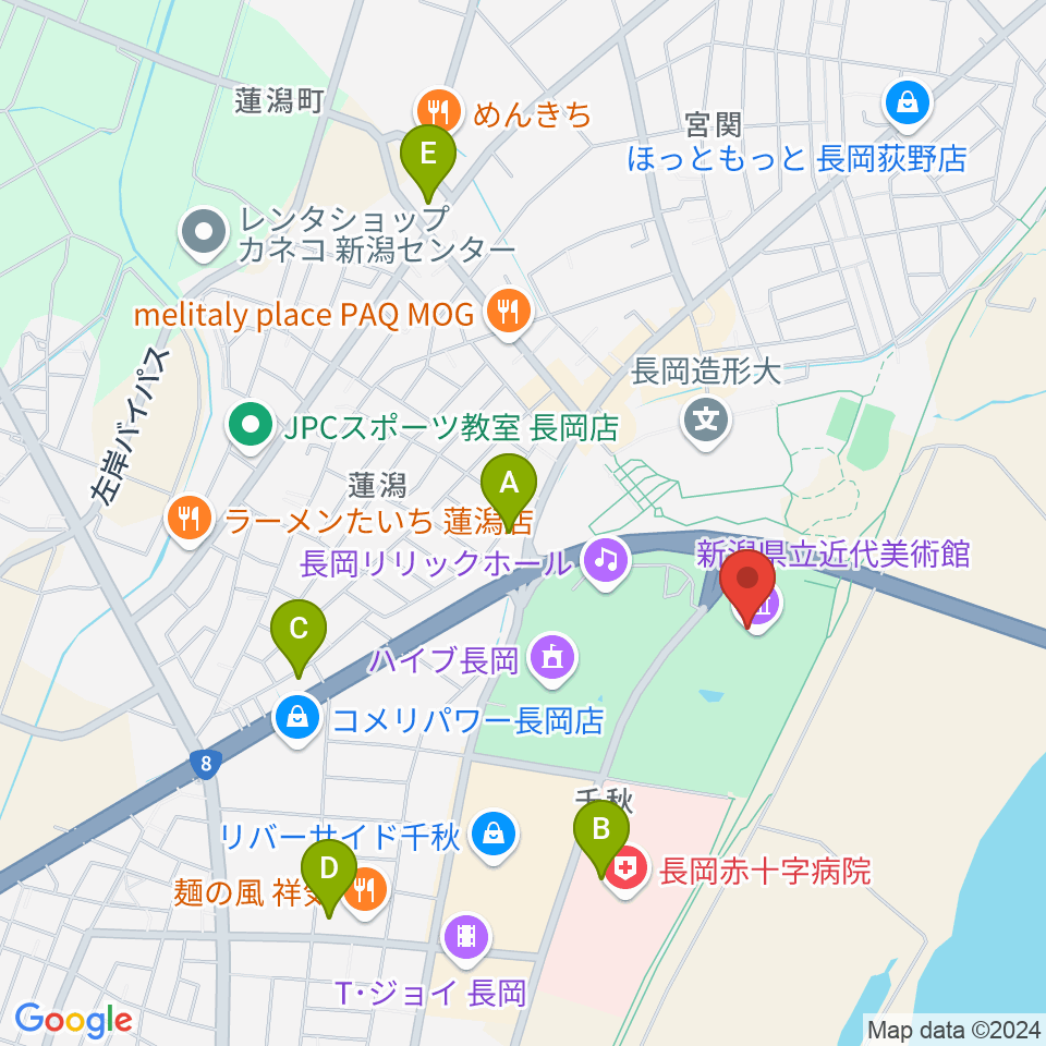 新潟県立近代美術館周辺のコンビニエンスストア一覧地図