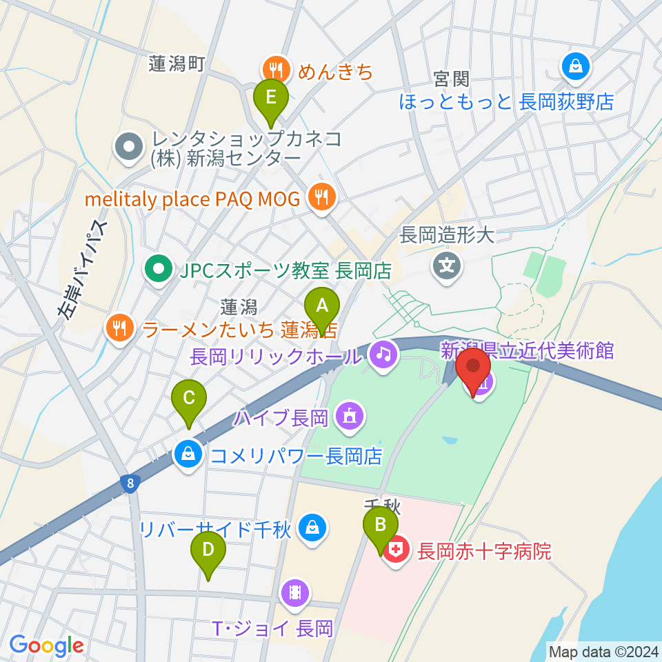 新潟県立近代美術館周辺のコンビニエンスストア一覧地図