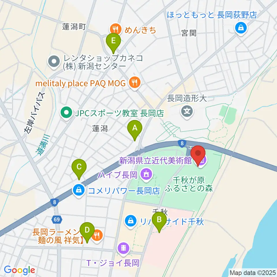 新潟県立近代美術館周辺のコンビニエンスストア一覧地図