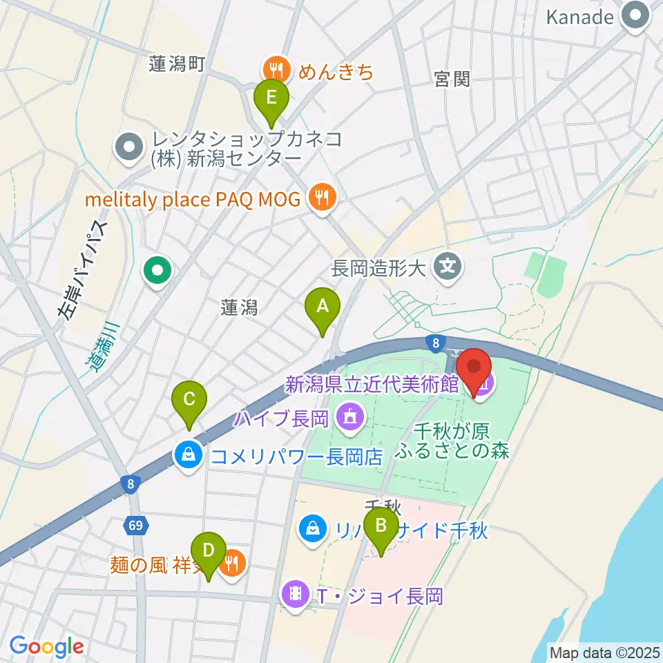新潟県立近代美術館周辺のコンビニエンスストア一覧地図