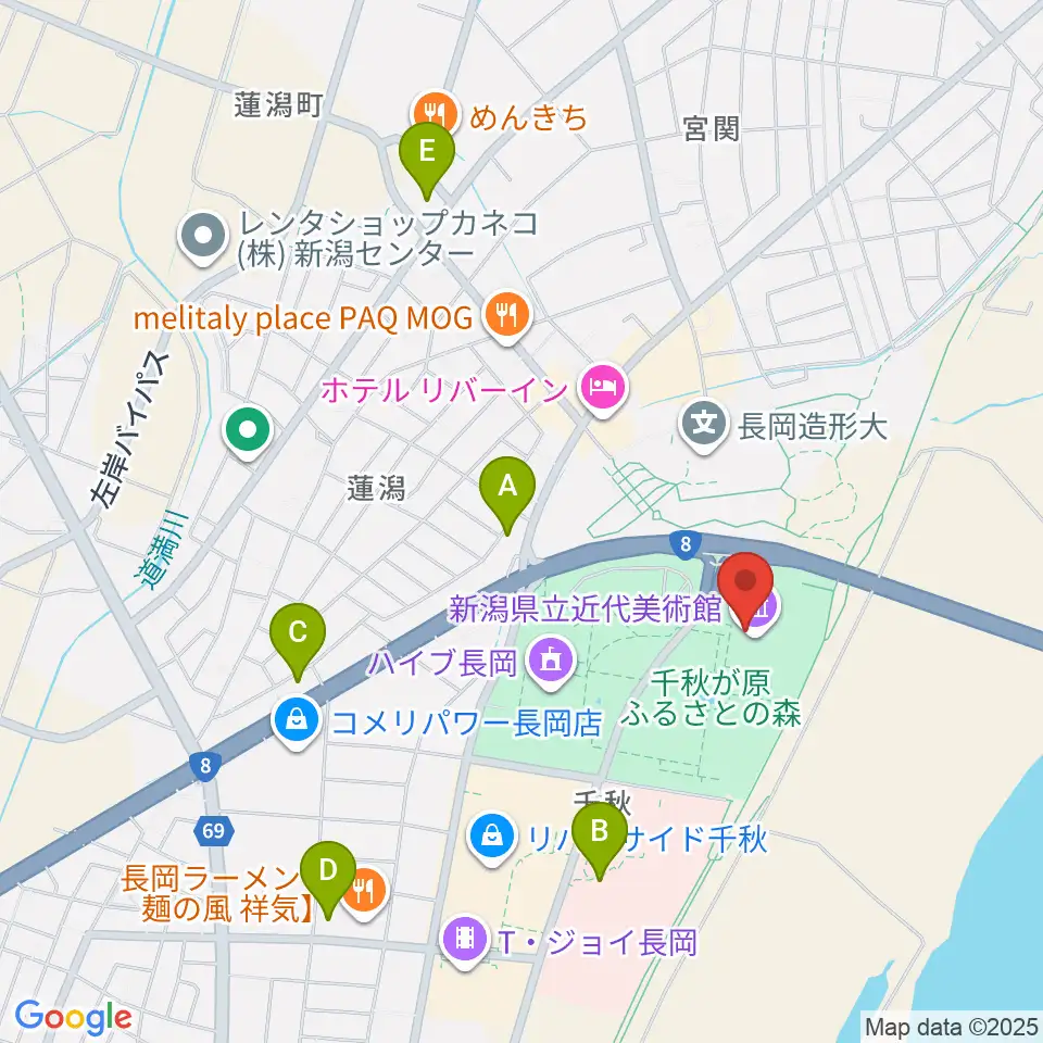 新潟県立近代美術館周辺のコンビニエンスストア一覧地図