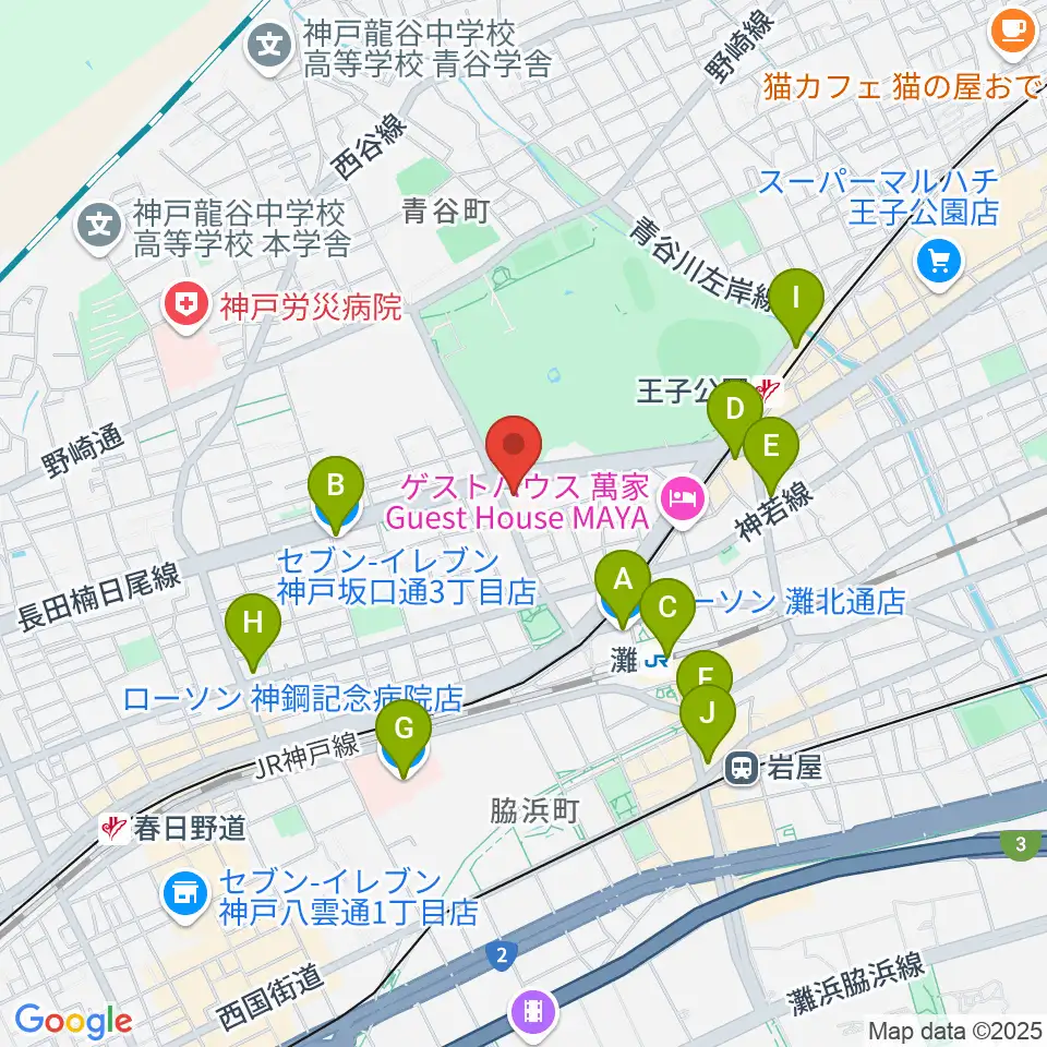 横尾忠則現代美術館周辺のコンビニエンスストア一覧地図