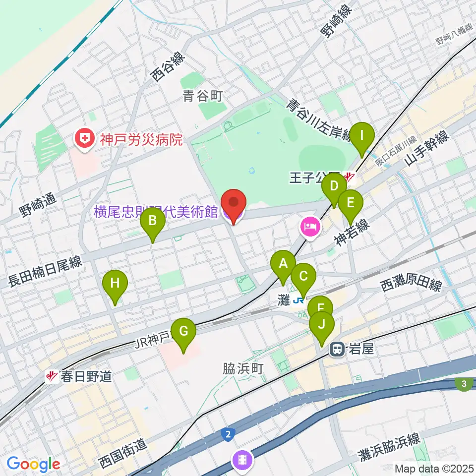 横尾忠則現代美術館周辺のコンビニエンスストア一覧地図
