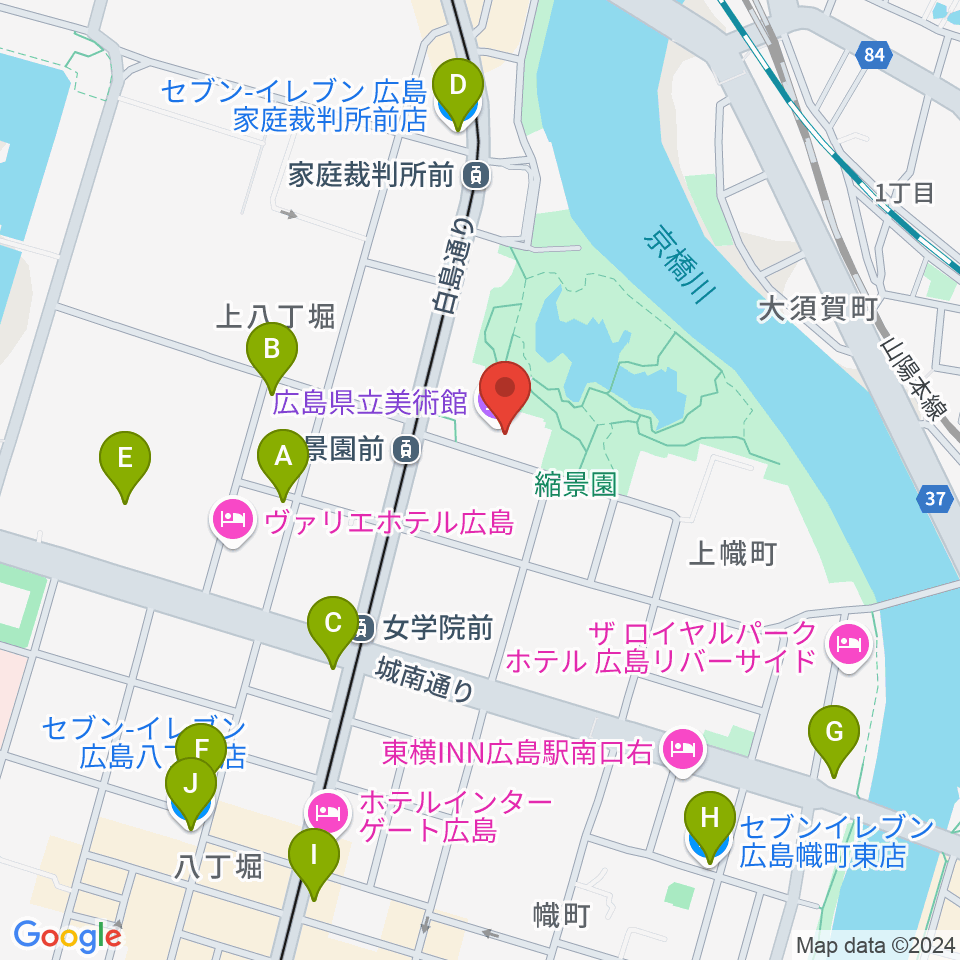 広島県立美術館周辺のコンビニエンスストア一覧地図