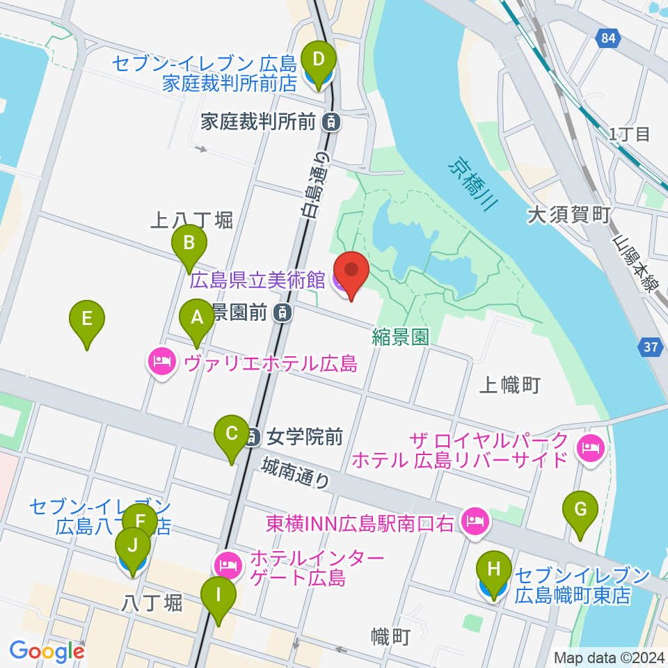 広島県立美術館周辺のコンビニエンスストア一覧地図