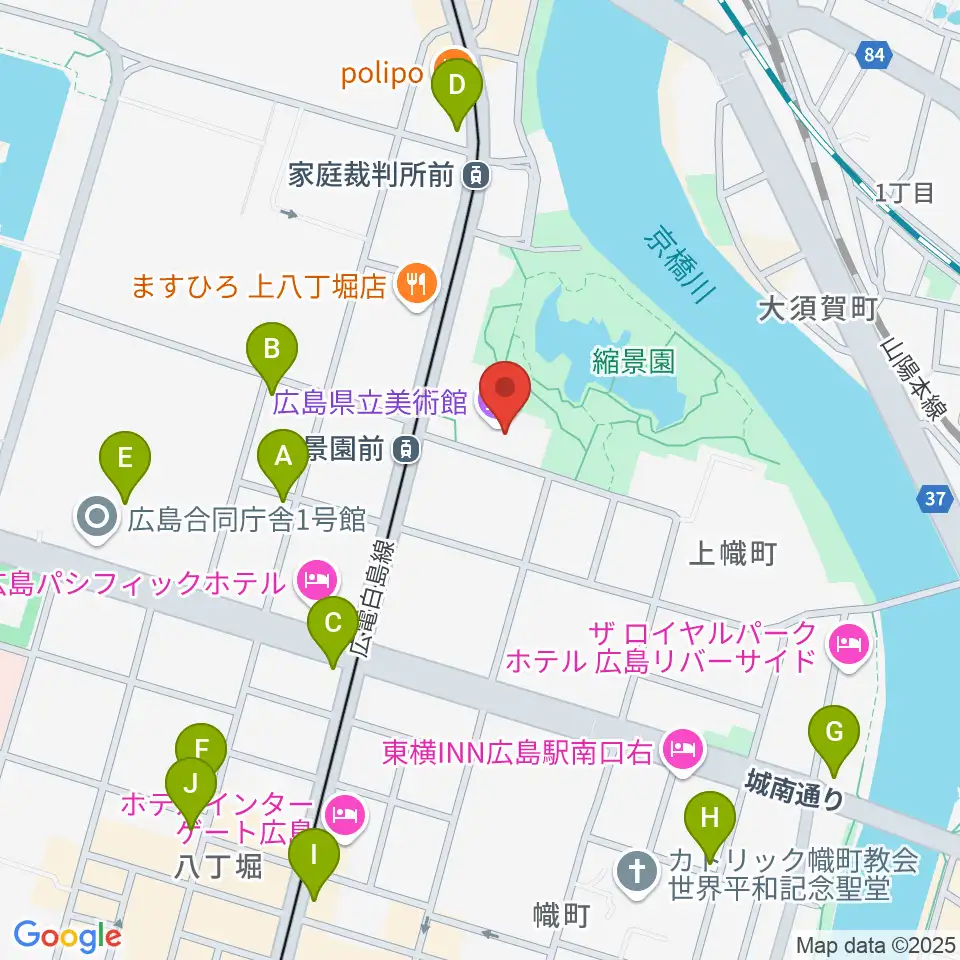 広島県立美術館周辺のコンビニエンスストア一覧地図