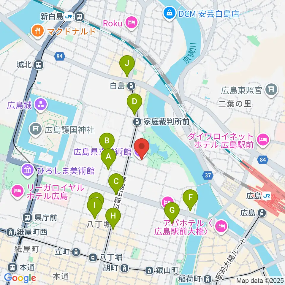 広島県立美術館周辺のコンビニエンスストア一覧地図