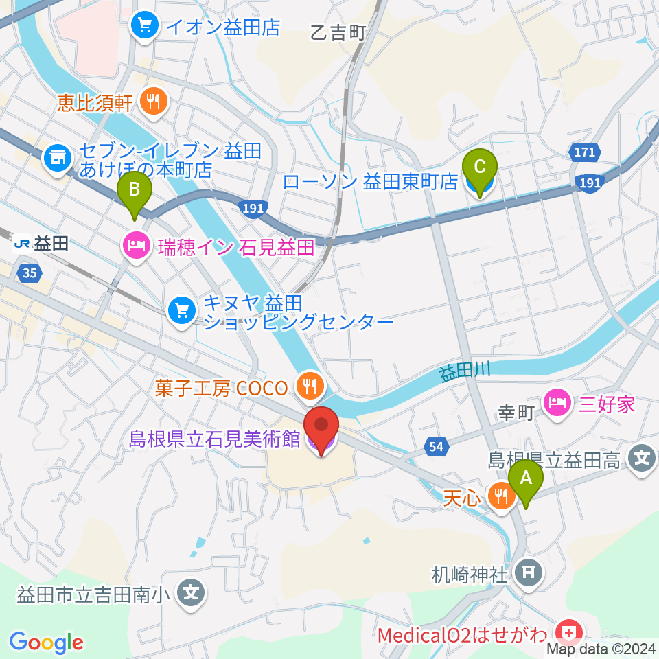 島根県立石見美術館周辺のコンビニエンスストア一覧地図