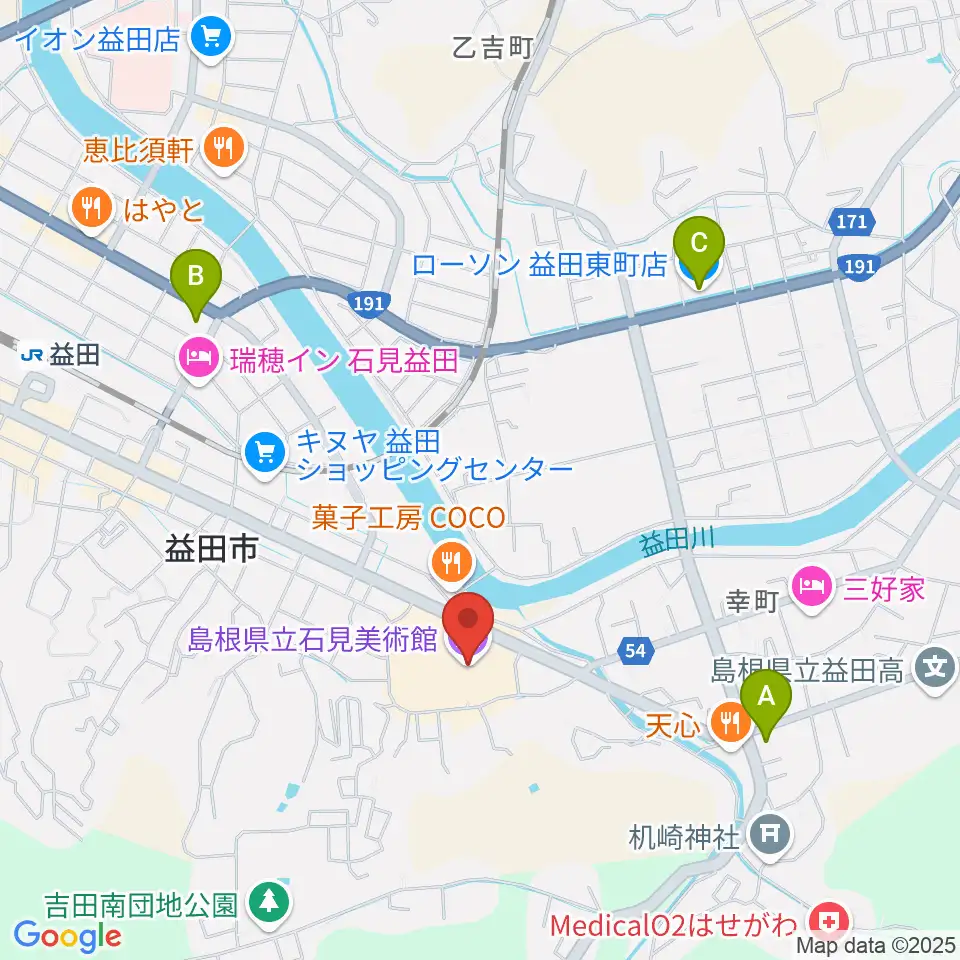 島根県立石見美術館周辺のコンビニエンスストア一覧地図