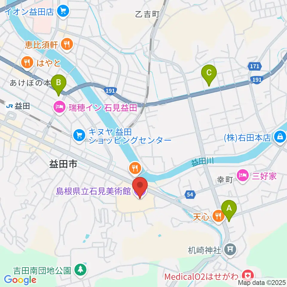 島根県立石見美術館周辺のコンビニエンスストア一覧地図