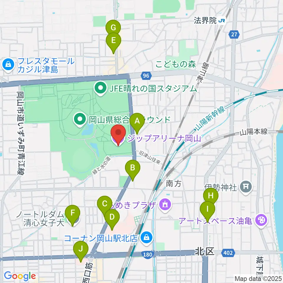 シゲトーアリーナ岡山周辺のコンビニエンスストア一覧地図