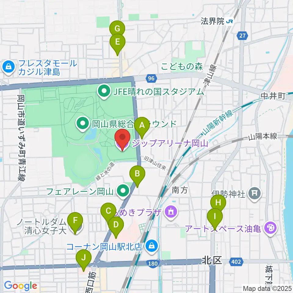 シゲトーアリーナ岡山周辺のコンビニエンスストア一覧地図