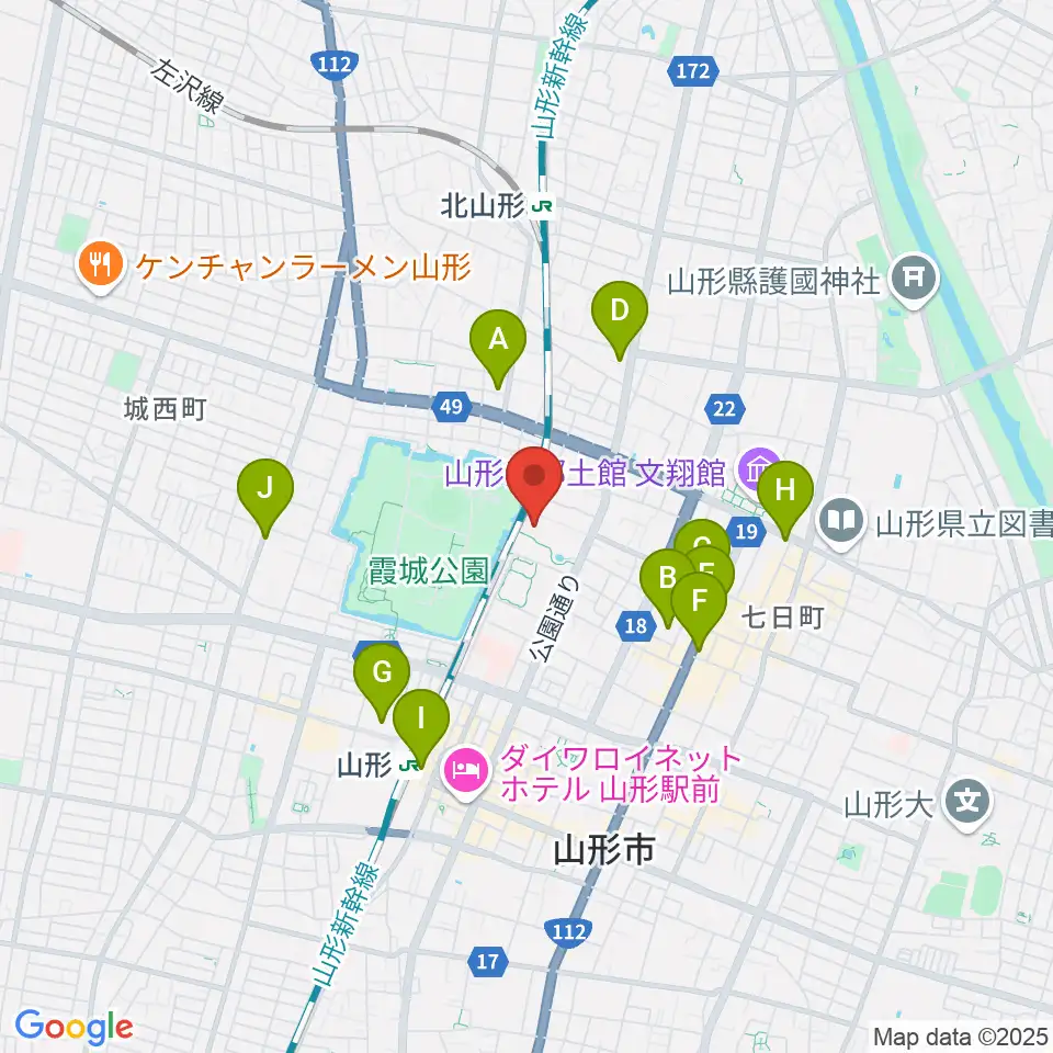 山形美術館周辺のコンビニエンスストア一覧地図