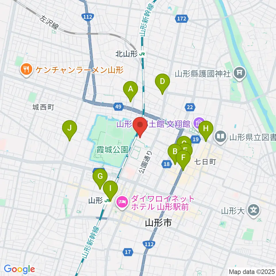 山形美術館周辺のコンビニエンスストア一覧地図
