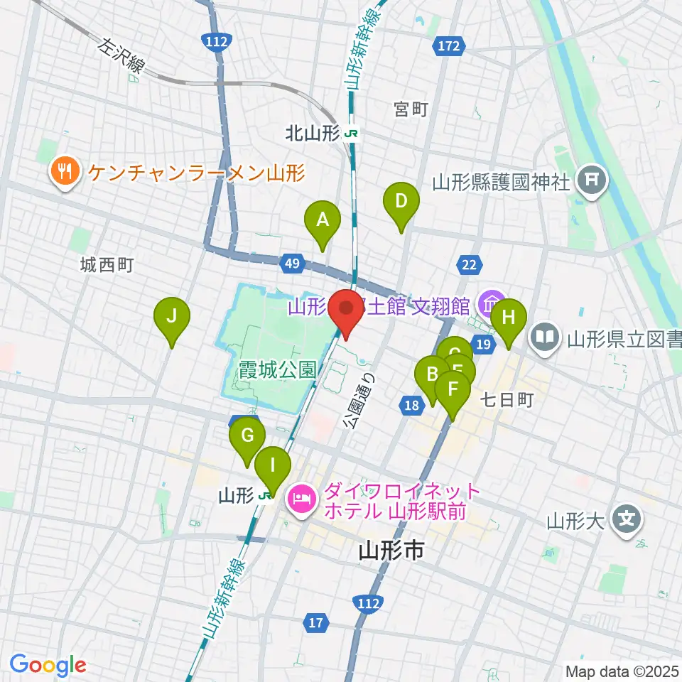 山形美術館周辺のコンビニエンスストア一覧地図