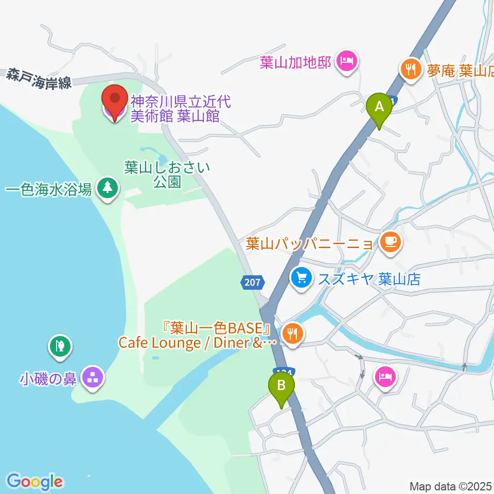 神奈川県立近代美術館 葉山館周辺のコンビニエンスストア一覧地図