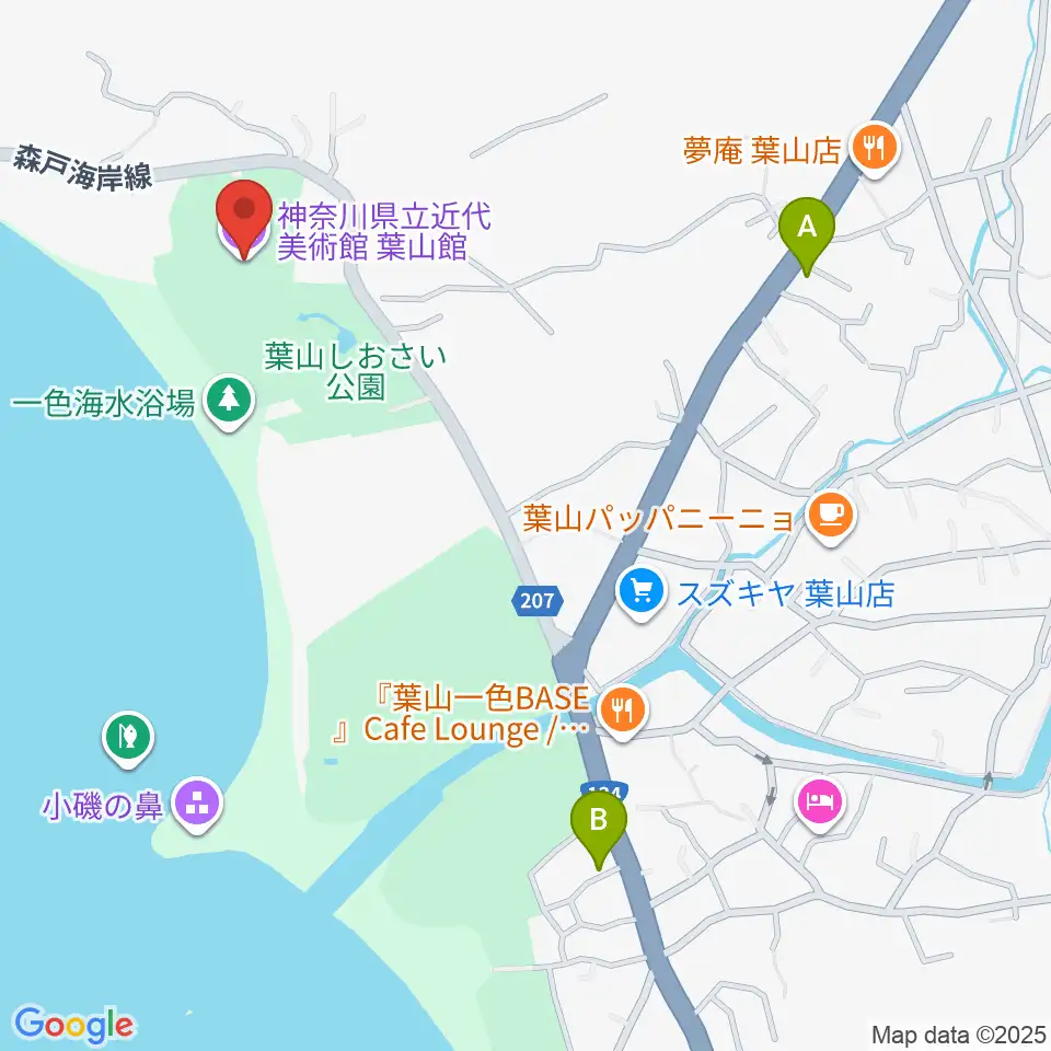 神奈川県立近代美術館 葉山館周辺のコンビニエンスストア一覧地図