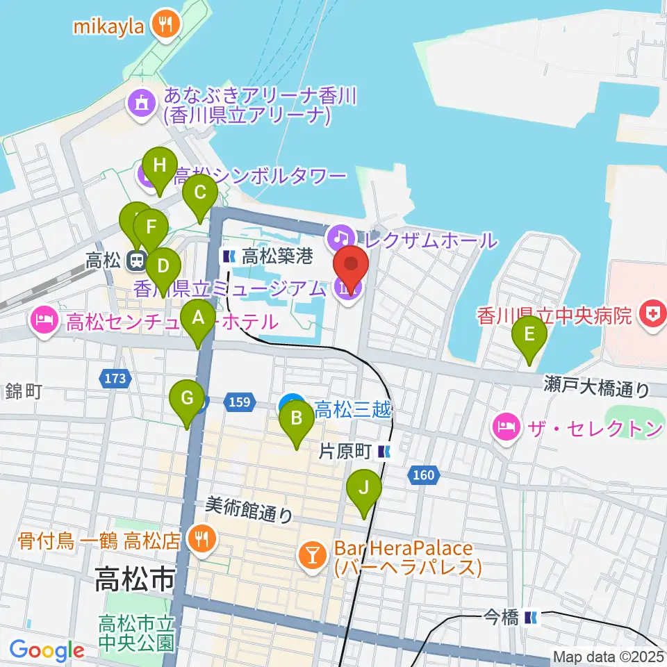 香川県立ミュージアム周辺のコンビニエンスストア一覧地図