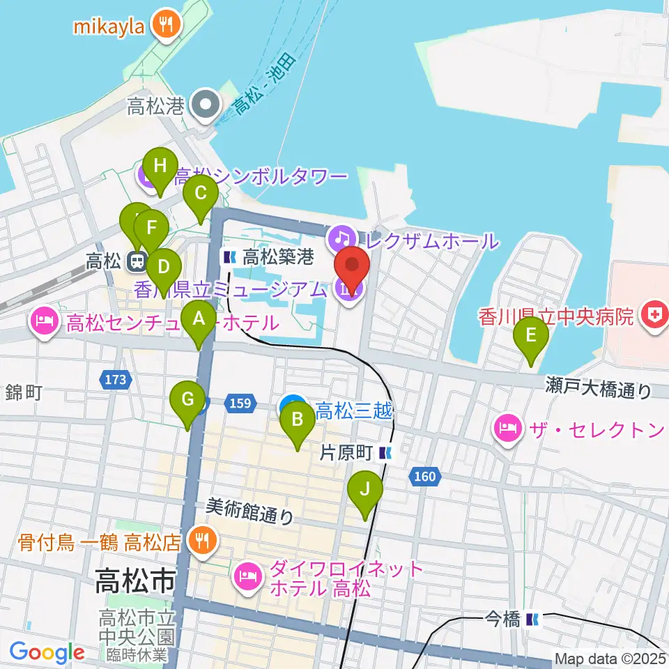 香川県立ミュージアム周辺のコンビニエンスストア一覧地図