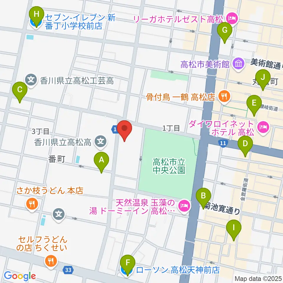 香川県文化会館周辺のコンビニエンスストア一覧地図