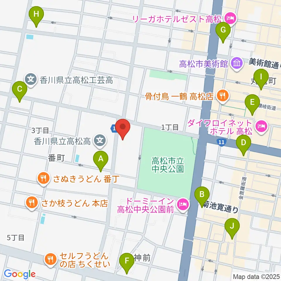香川県文化会館周辺のコンビニエンスストア一覧地図