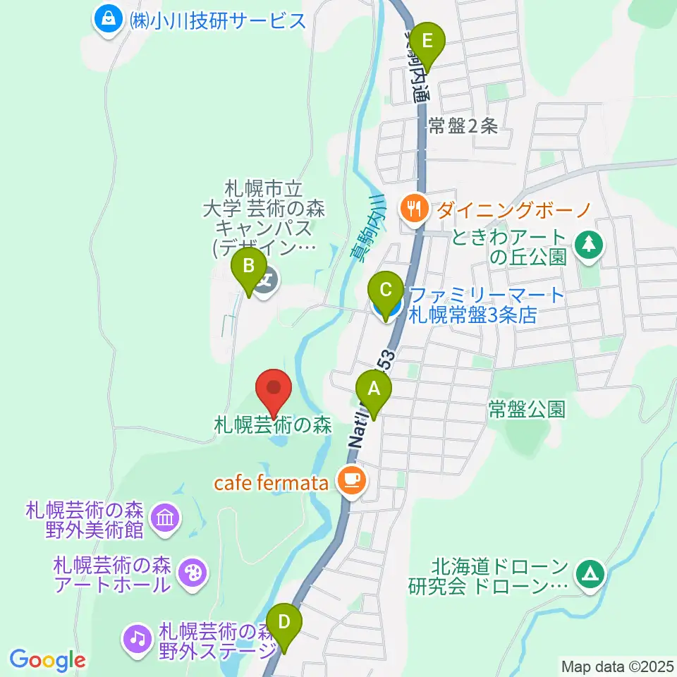 札幌芸術の森美術館周辺のコンビニエンスストア一覧地図