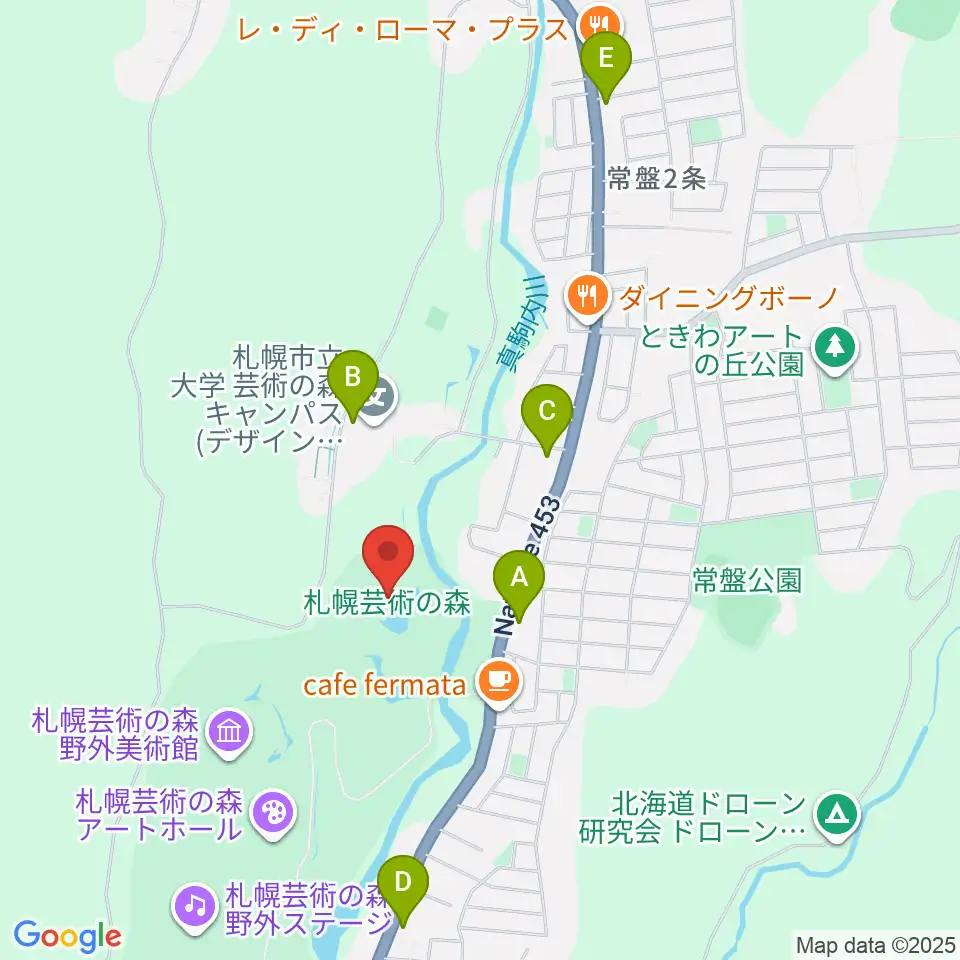 札幌芸術の森美術館周辺のコンビニエンスストア一覧地図