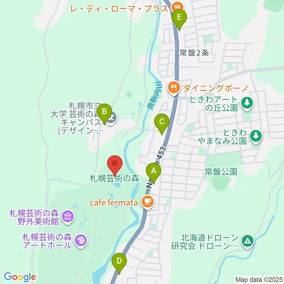 札幌芸術の森美術館周辺のコンビニエンスストア一覧地図