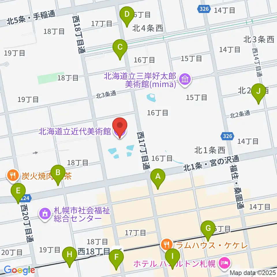 北海道立近代美術館周辺のコンビニエンスストア一覧地図