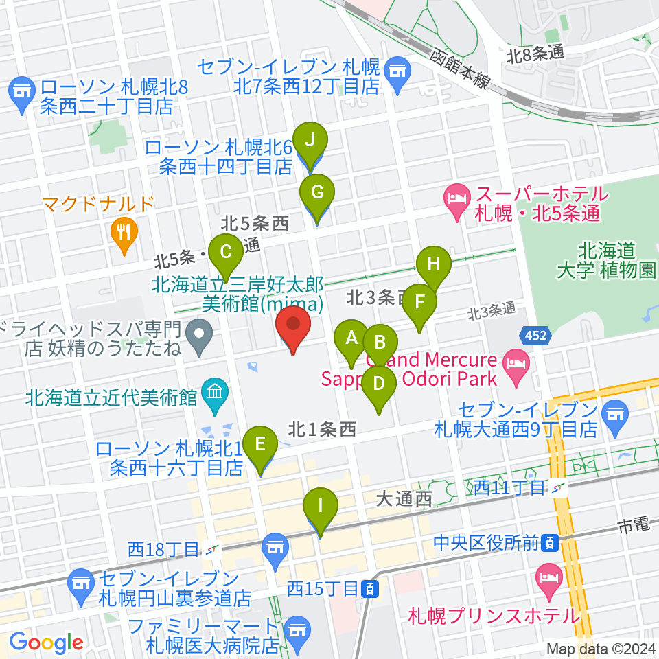 mima 北海道立三岸好太郎美術館周辺のコンビニエンスストア一覧地図