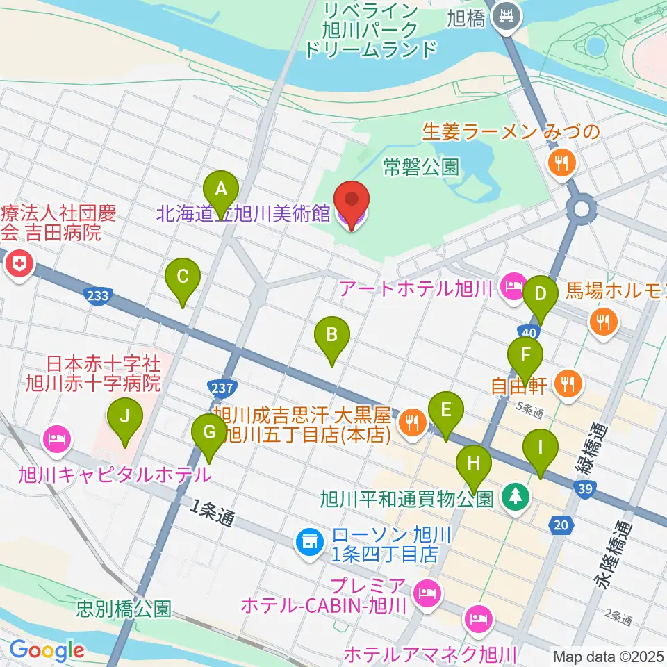 北海道立旭川美術館周辺のコンビニエンスストア一覧地図