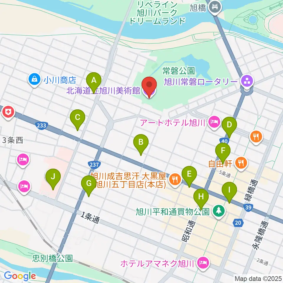 北海道立旭川美術館周辺のコンビニエンスストア一覧地図