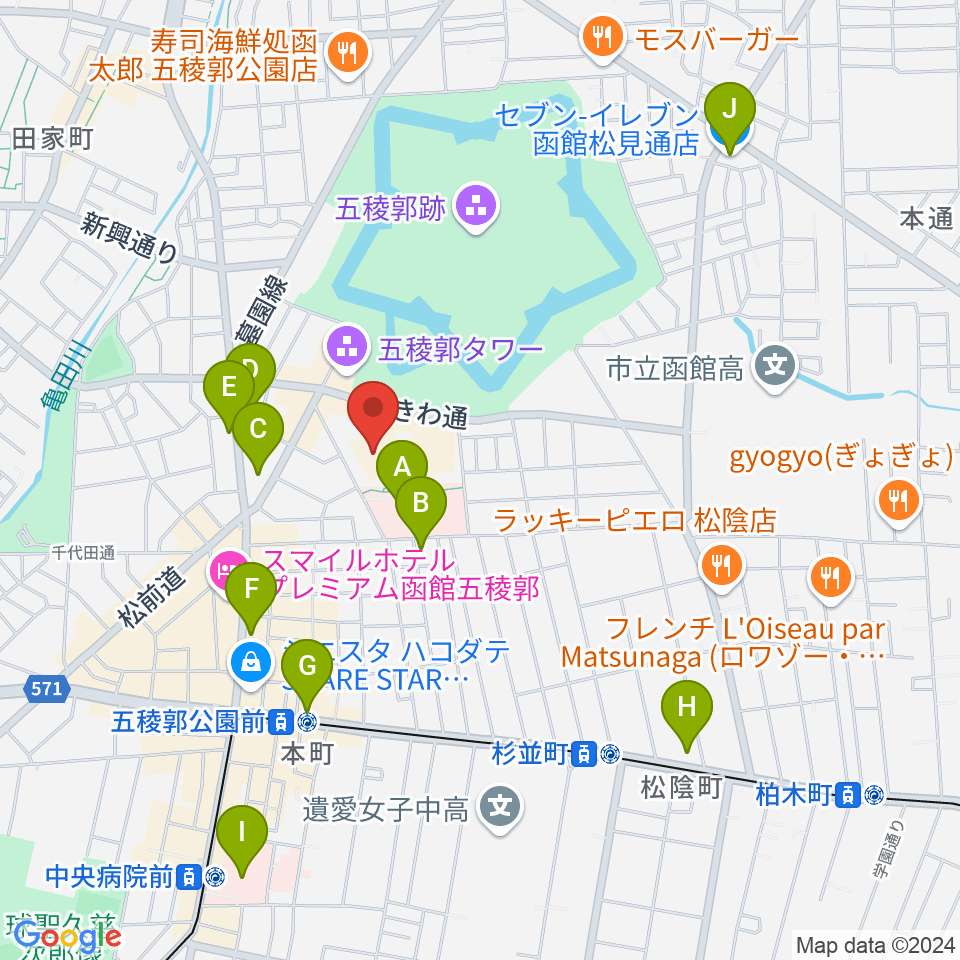 北海道立函館美術館周辺のコンビニエンスストア一覧地図