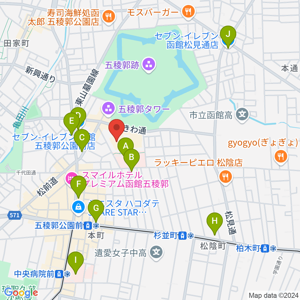 北海道立函館美術館周辺のコンビニエンスストア一覧地図