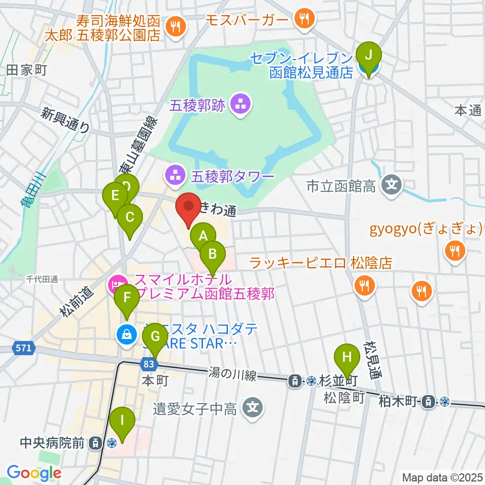 北海道立函館美術館周辺のコンビニエンスストア一覧地図