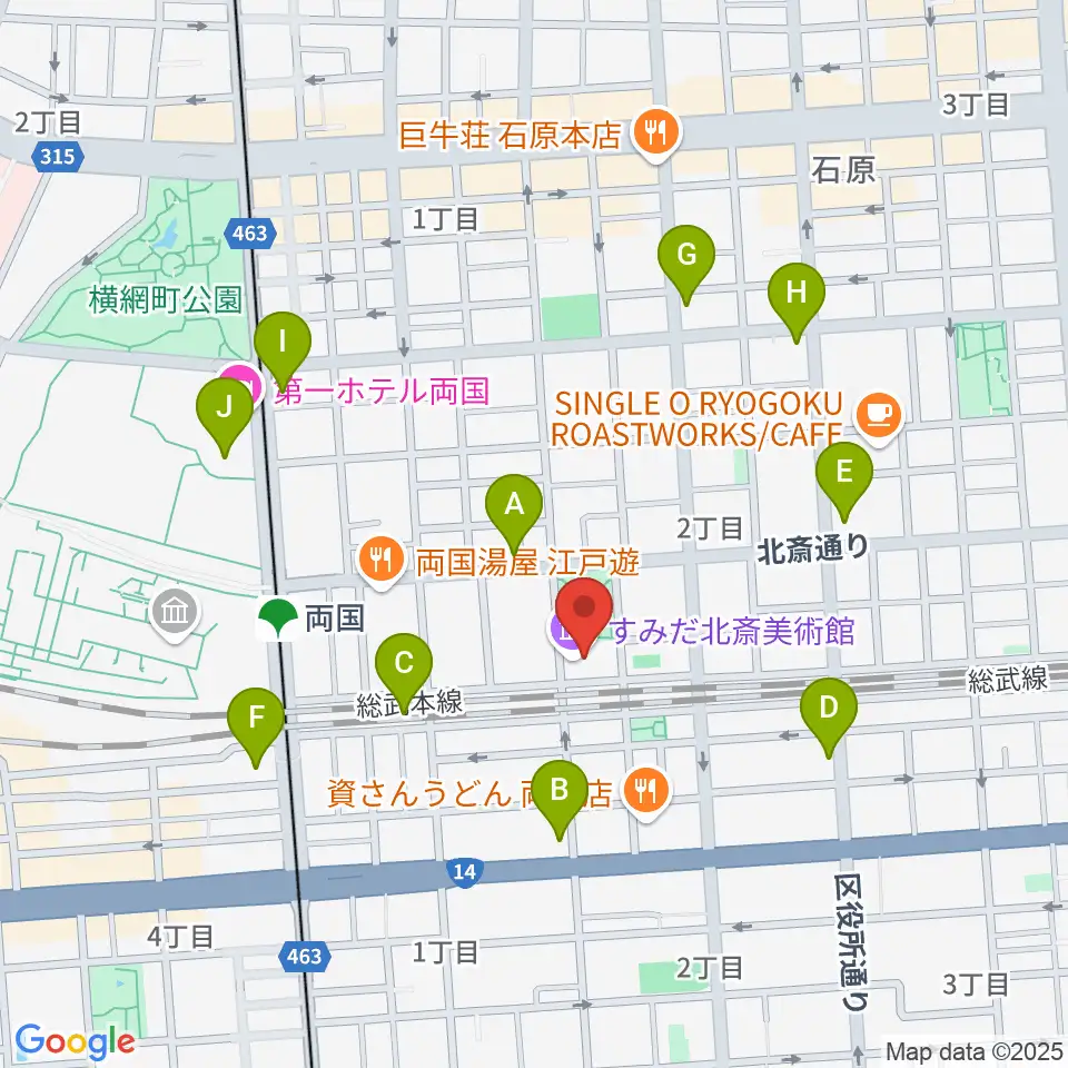 すみだ北斎美術館周辺のコンビニエンスストア一覧地図