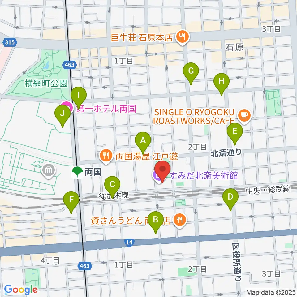 すみだ北斎美術館周辺のコンビニエンスストア一覧地図