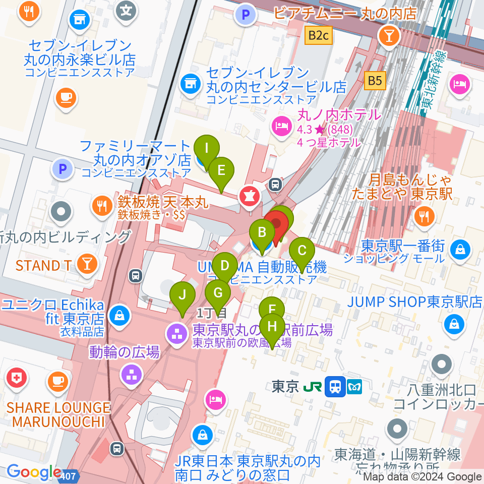 東京ステーションギャラリー周辺のコンビニエンスストア一覧地図