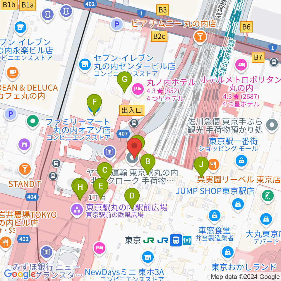 東京ステーションギャラリー周辺のコンビニエンスストア一覧地図