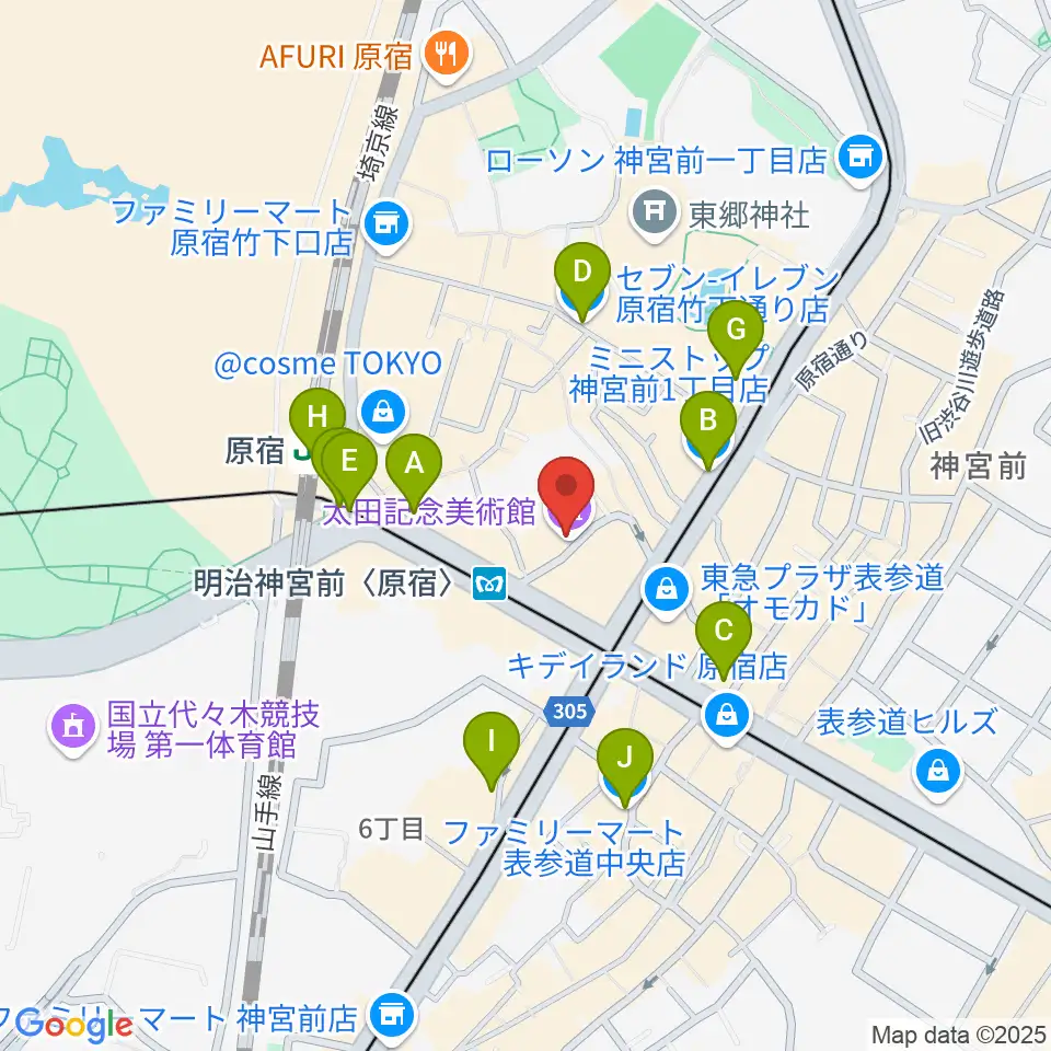 太田記念美術館周辺のコンビニエンスストア一覧地図
